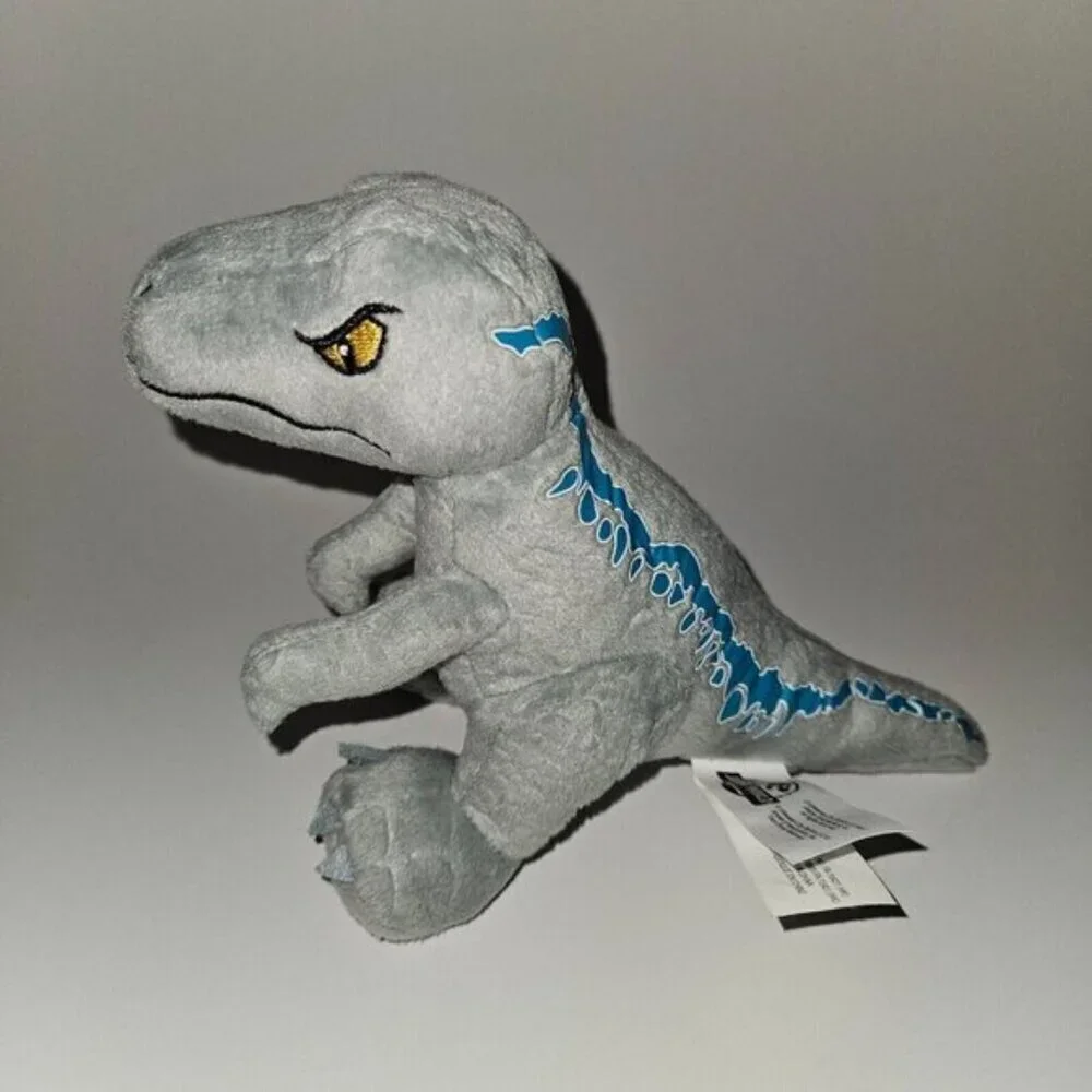 3 Jurassic World Gray Dinosaurs Plush Lot Triceratops T-Rex Blue Stuffed Toys